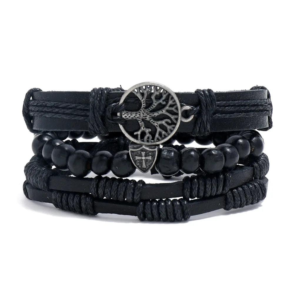 4Pcs/ Set Braided Wrap Leather Bracelets for Men - MAXIME