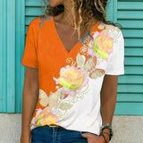 Women's T-Shirt Summer New Casual Short-Sleeved Flower - MAXIME