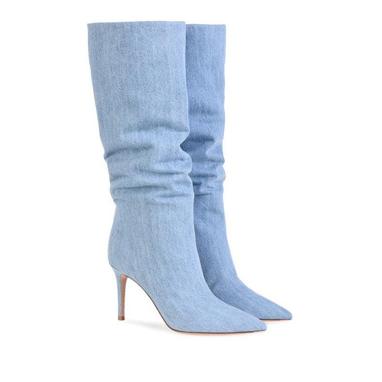 Women's Denim Knee-high Boots - MAXIME