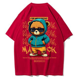 Men's Cotton Bear Pattern Printed T-Shirt with Round Neck - MAXIME