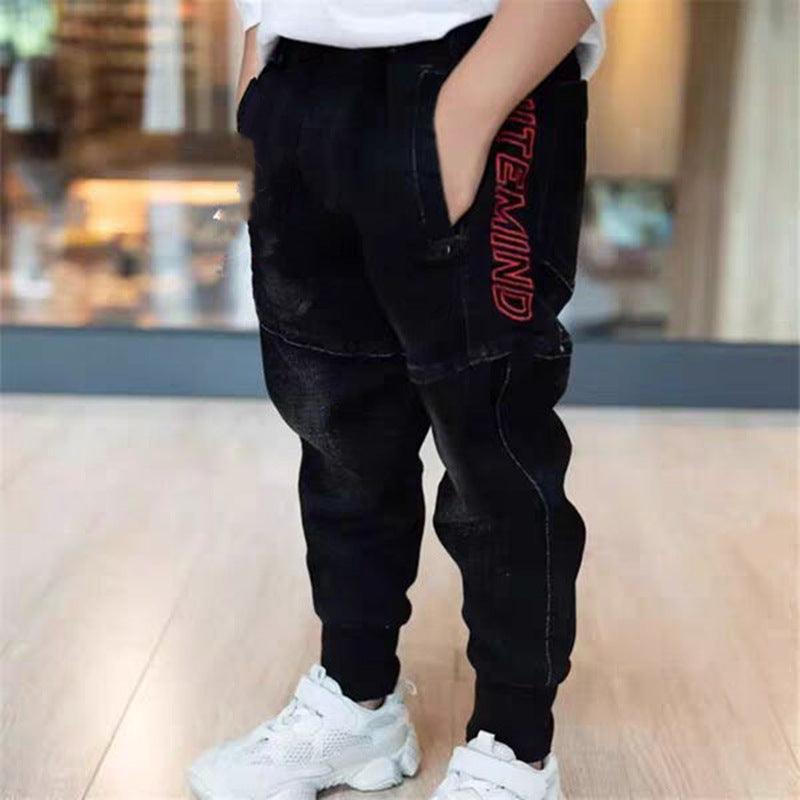 Kids Black Jeans Spring And Autumn Pants - MAXIME