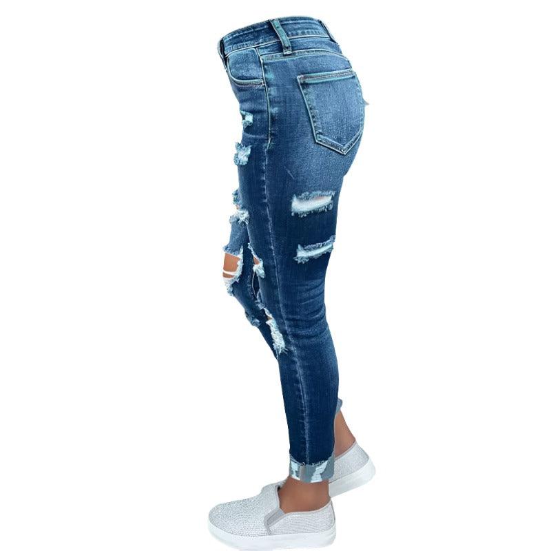 Broken Holes Skinny Skinny Hip Raise Fashion Jeans - MAXIME