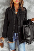 Black Denim Long Sleeve Coat Jacket Women - MAXIME