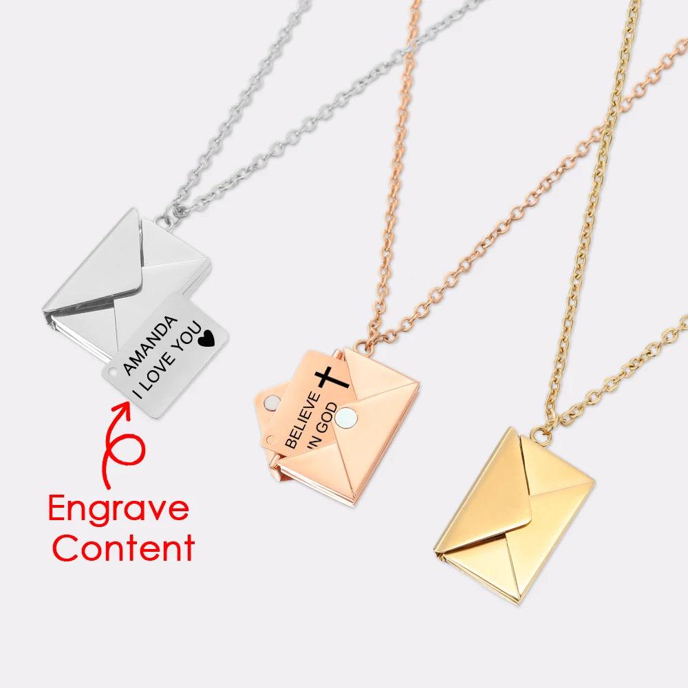 Letter Envelope Pendant Confession Locket Necklace Jewelry Special Gifts - MAXIME