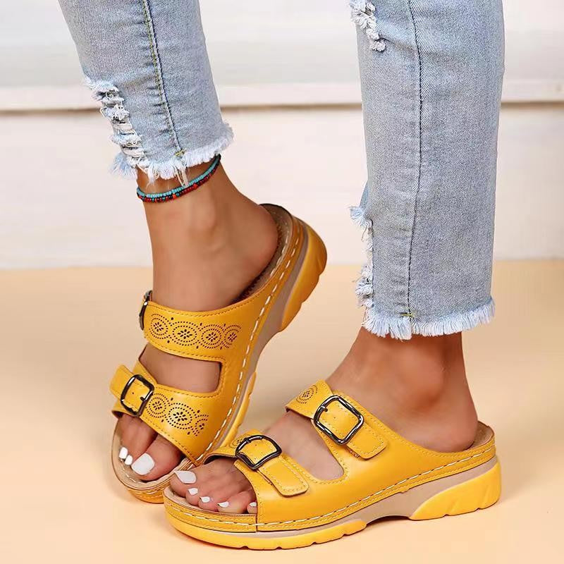 Double Buckle Slippers Women - MAXIME