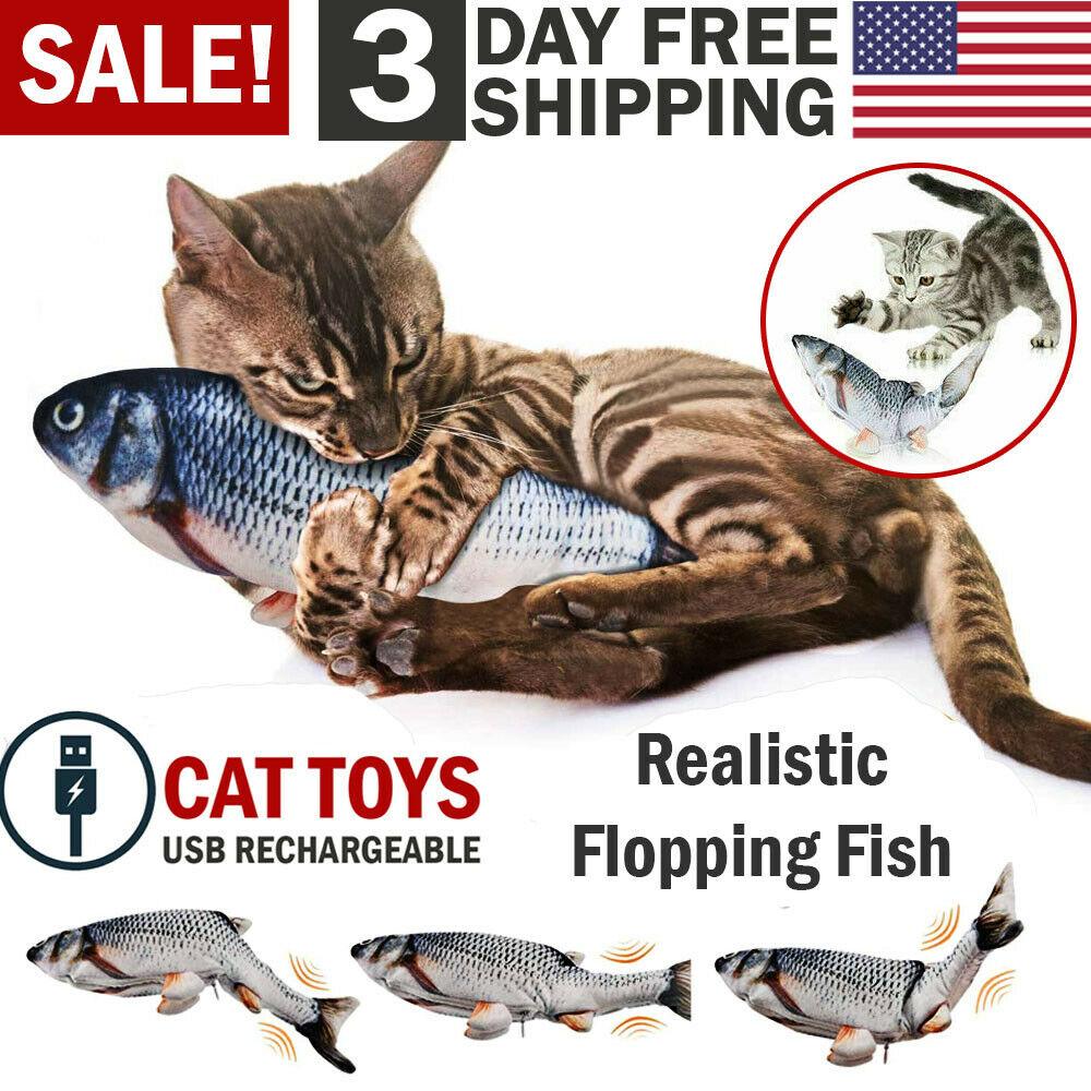 Electric Fish Cat Toy Realistic Interactive Kicker Jumping Dancing Kitten Toys - MAXIME