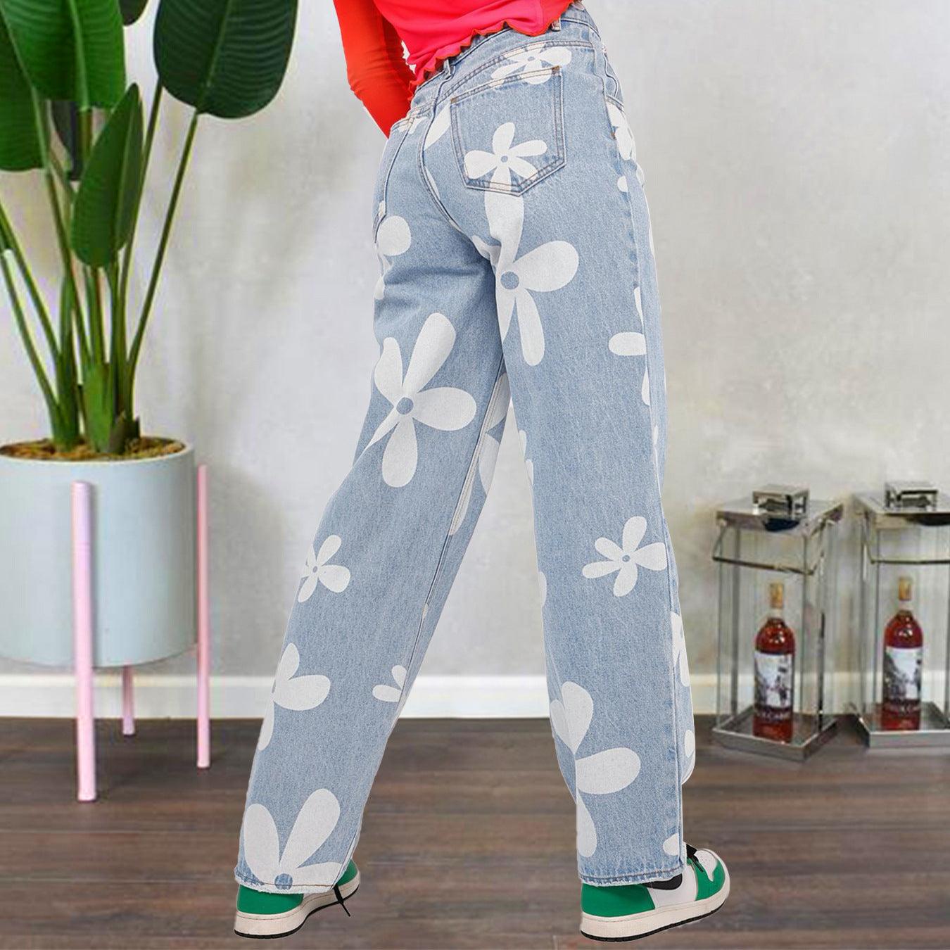 Fashionable Simple Printed Straight Jeans - MAXIME