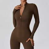 Zipper Long Sleeve Jumpsuit Yoga Fitness