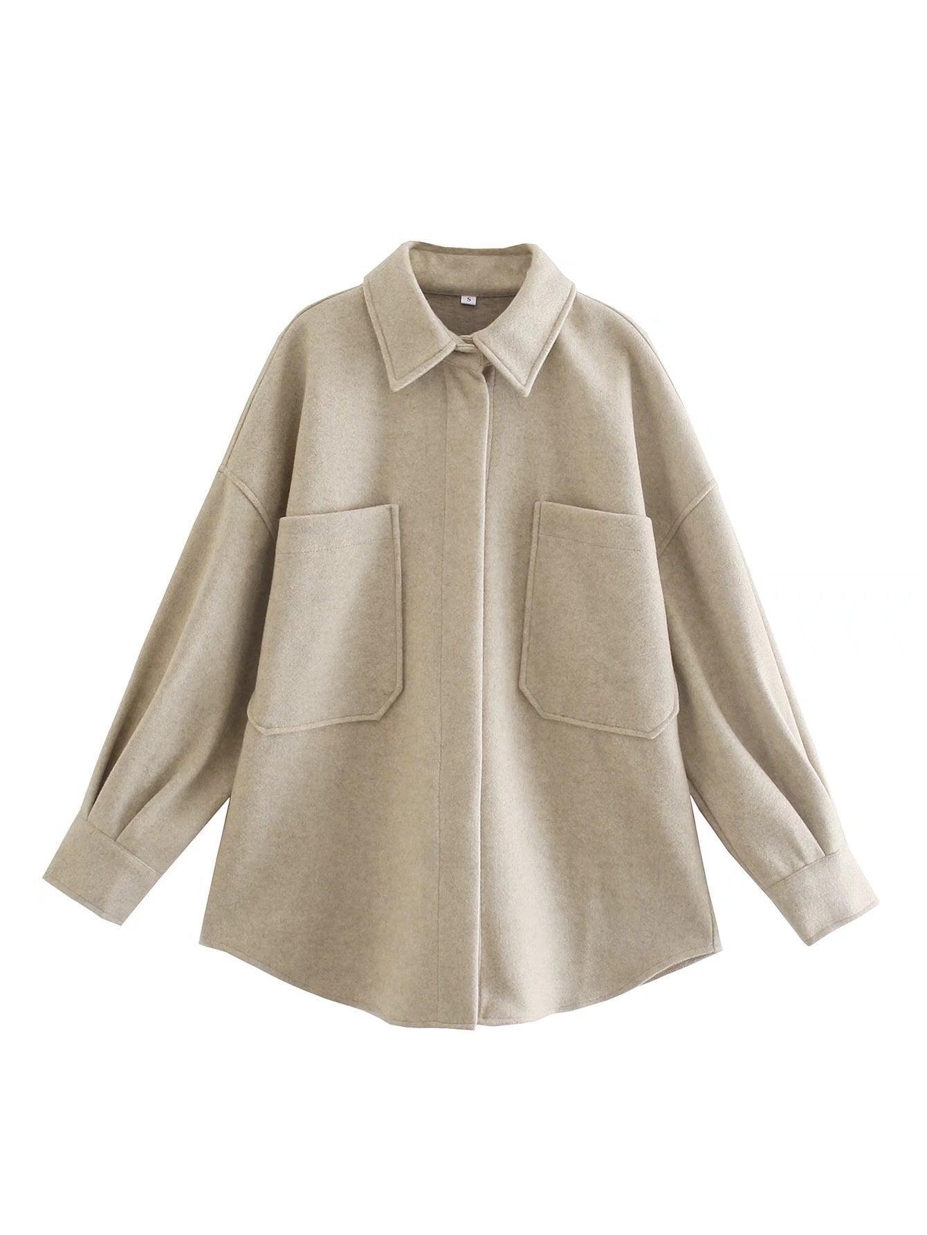 Woolen Shirt Top Spring Winter New Loose Coat - MAXIME