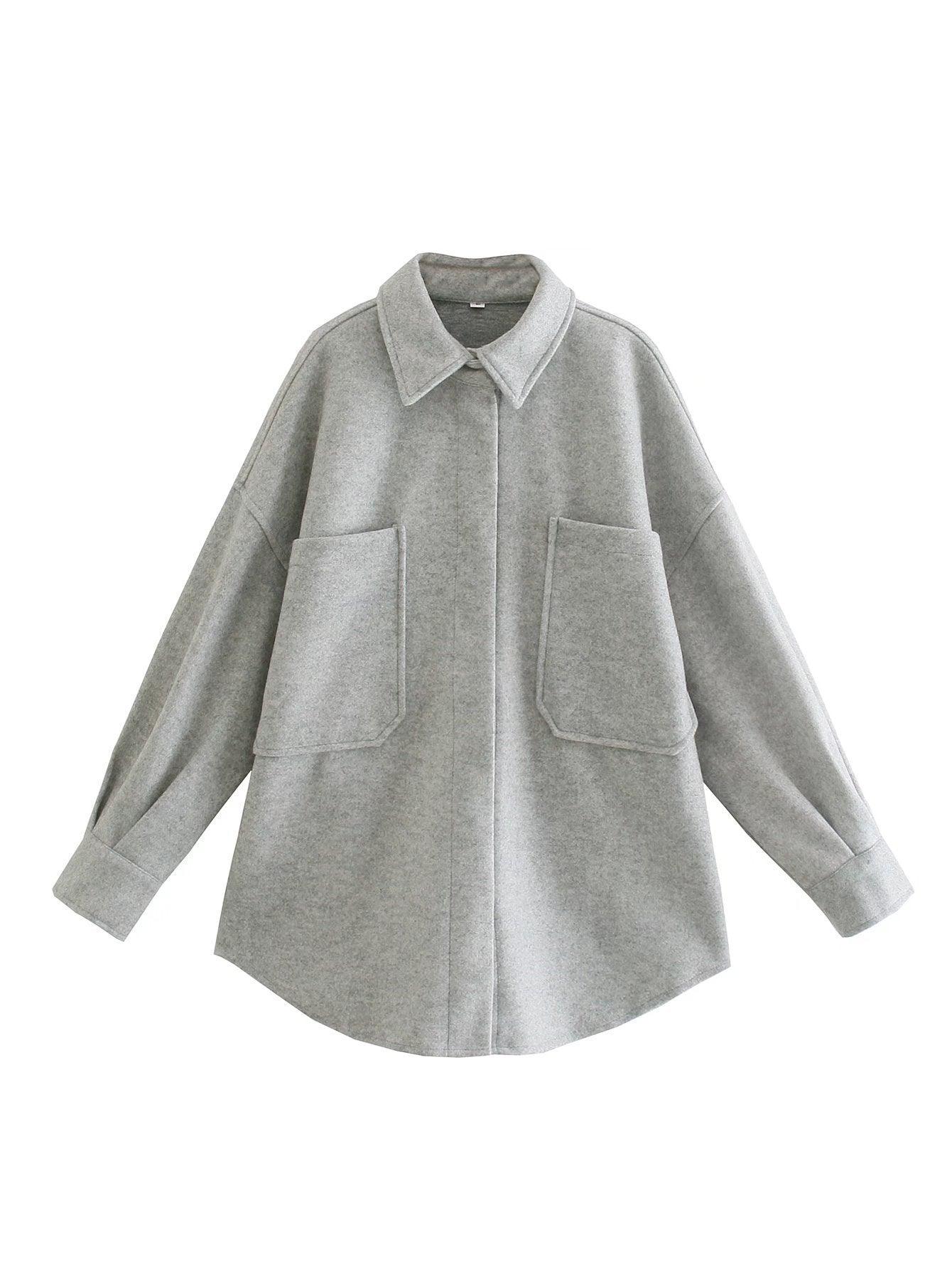 Woolen Shirt Top Spring Winter New Loose Coat - MAXIME