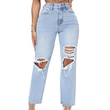 Fashionable High Waist Washed Jeans - MAXIME