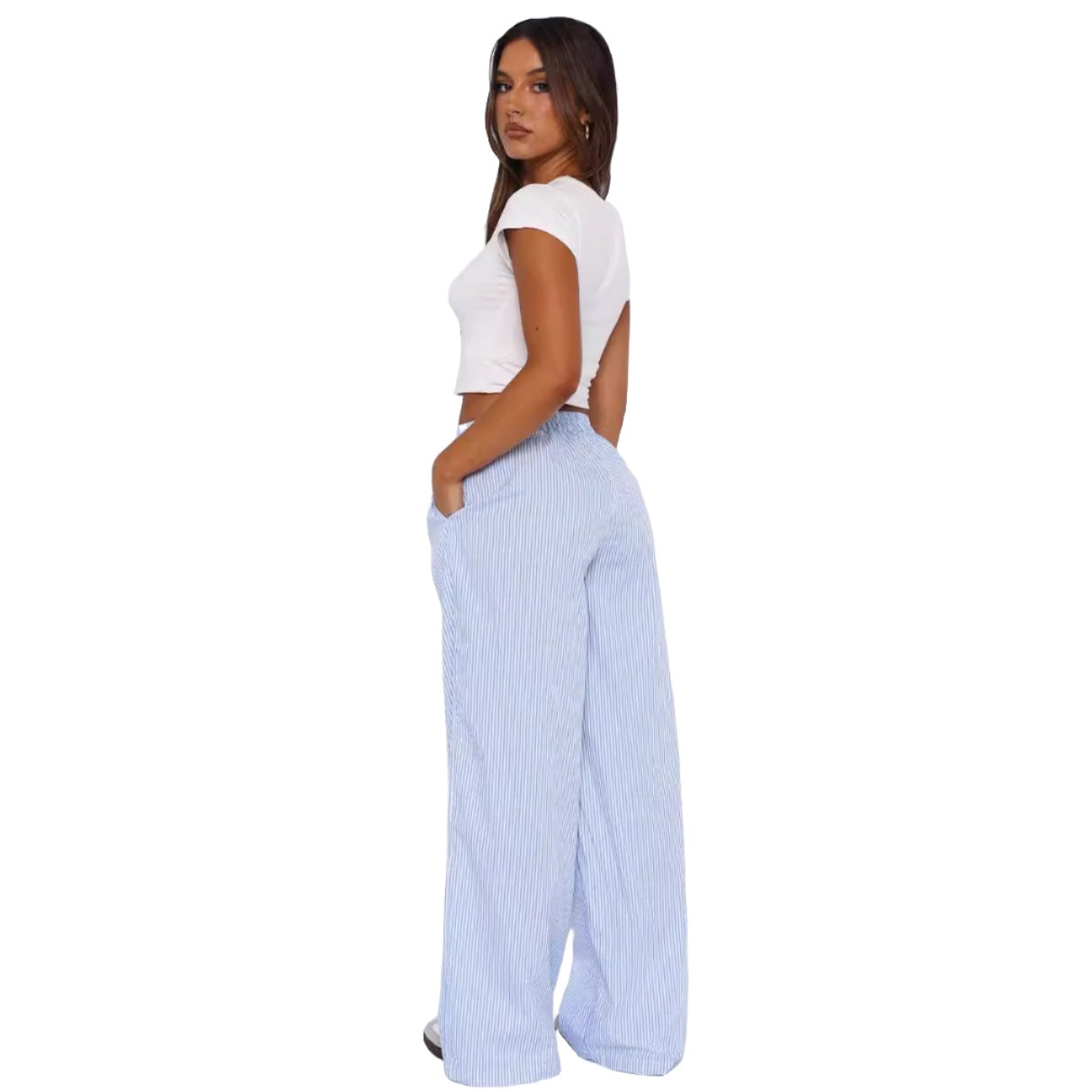 Casual Striped Trousers Wide Leg Pants - MAXIME