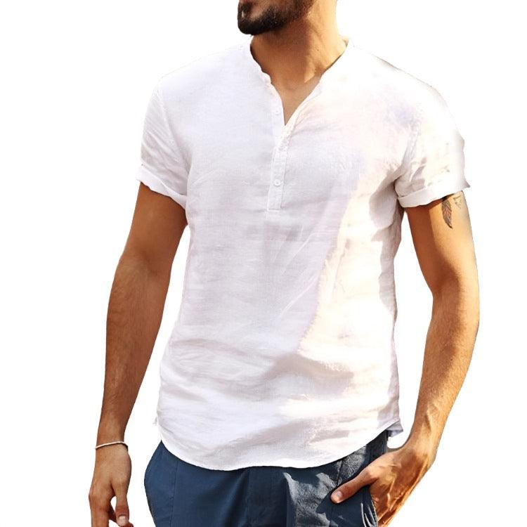 Cotton Linen Men's Short Sleeve Shirt - MAXIME