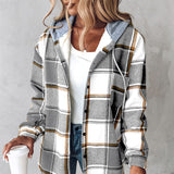 Maxime Wear Solid Color Plaid Hooded Jacket - MAXIME