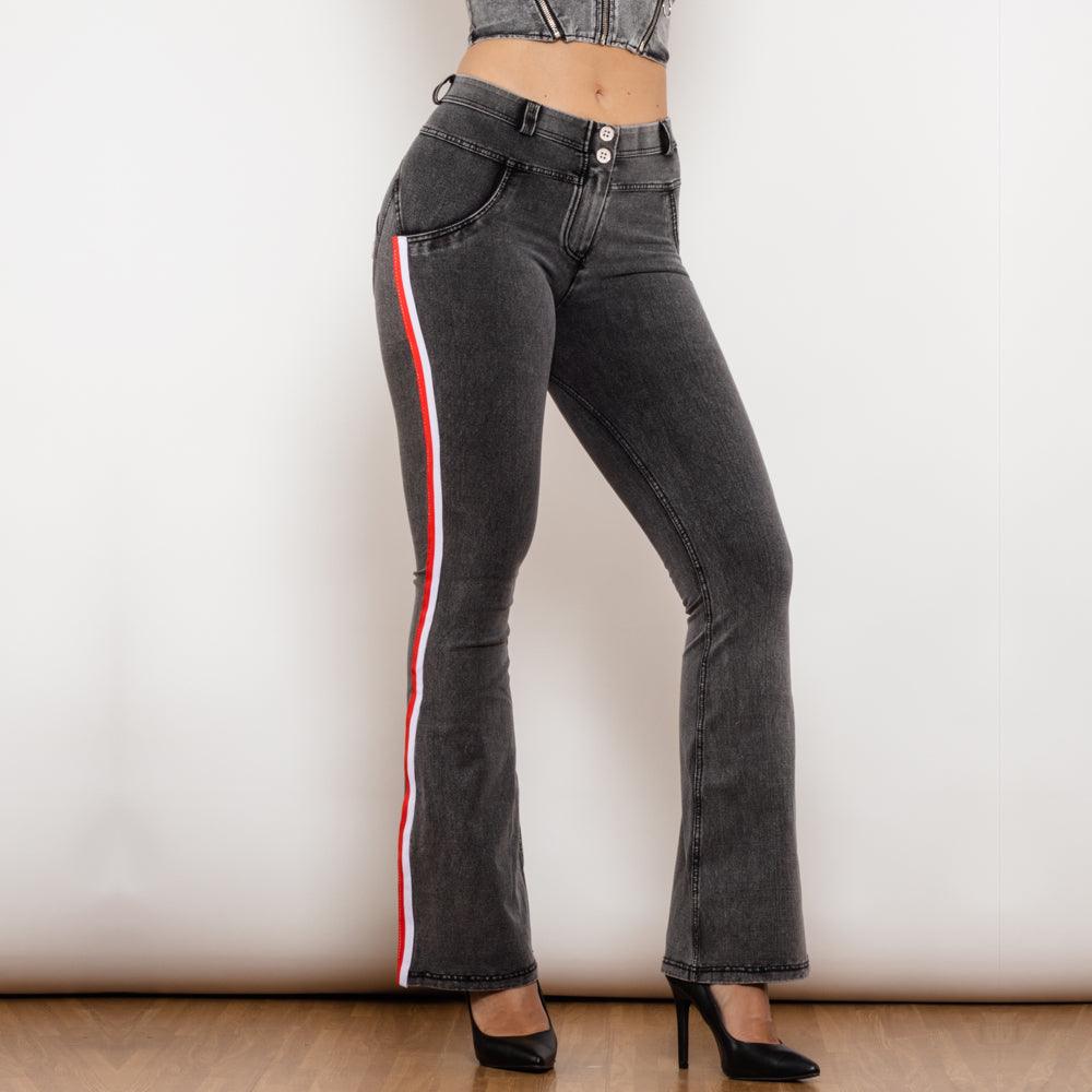 Melody Side Striped Sexy Push Up Jeans Denim Flare Pants - MAXIME