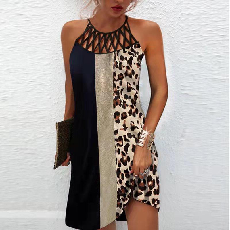 Print Dress Casual Halterneck Summer Clothes - MAXIME