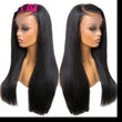 Real Human Hair Lace Wig Set Straight Hair Black Medium Length - MAXIME