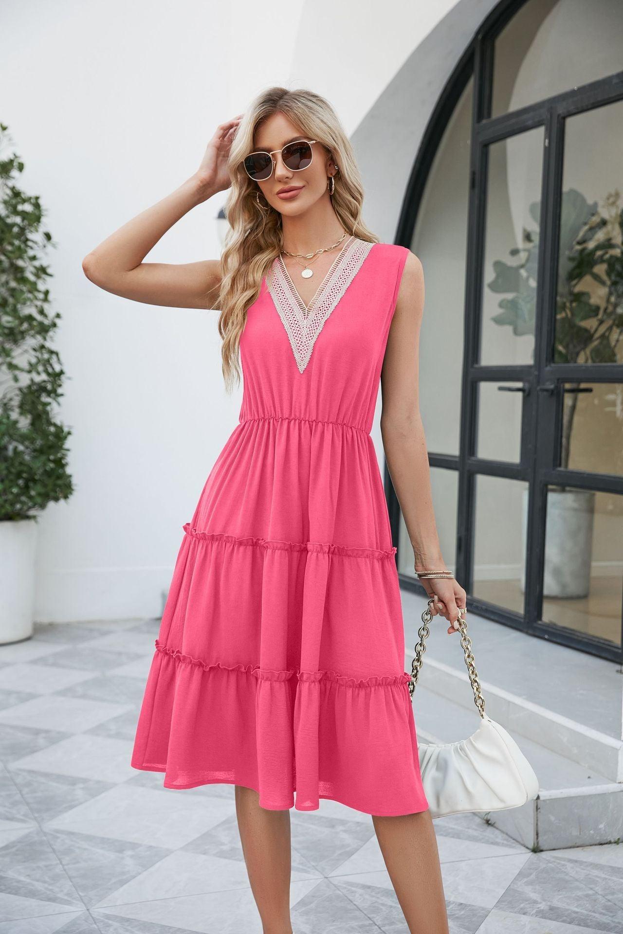 V-neck Women Elegant Dress Beach Summer - MAXIME