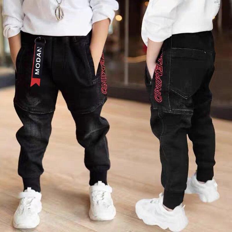 Kids Black Jeans Spring And Autumn Pants - MAXIME