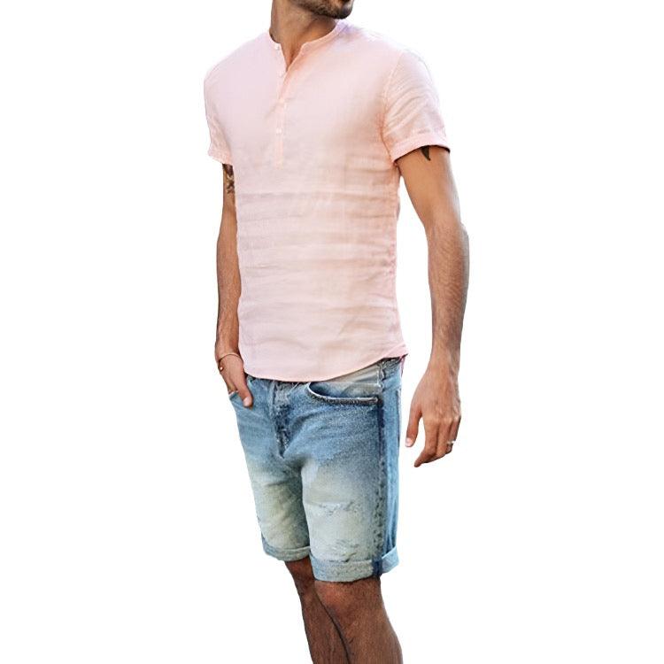 Cotton Linen Men's Short Sleeve Shirt - MAXIME