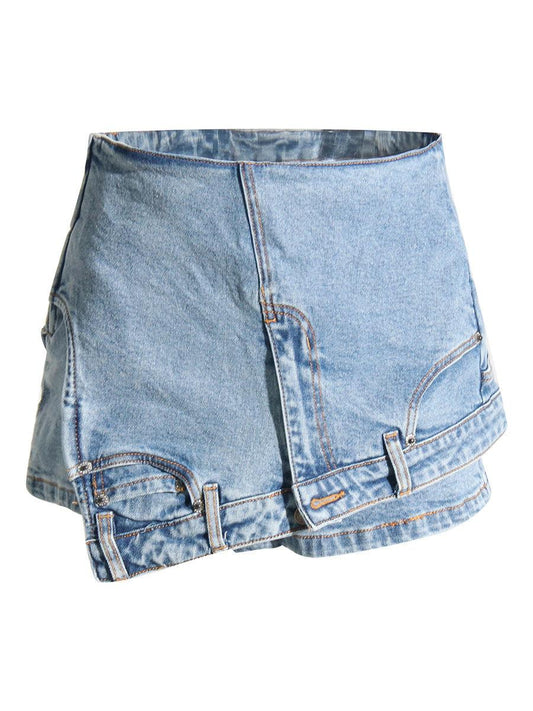 Denim Stitching Shorts - MAXIME