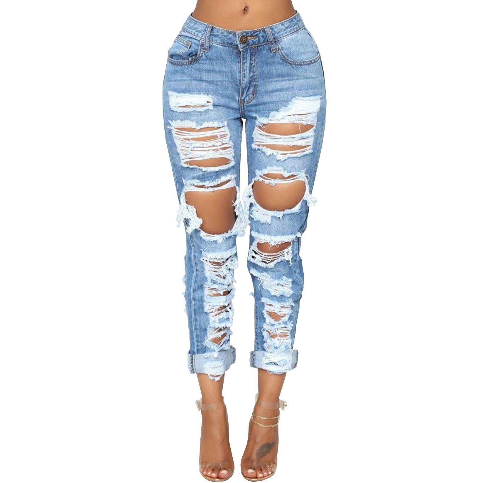 Personality Ripped Denim Trousers - MAXIME