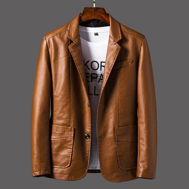 Leather Jacket Thin Lapel - MAXIME