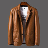 Leather Jacket Thin Lapel - MAXIME