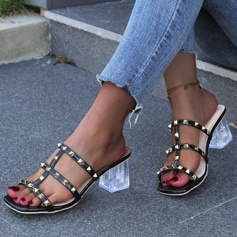 New Square Toe Transparent Sandals - MAXIME