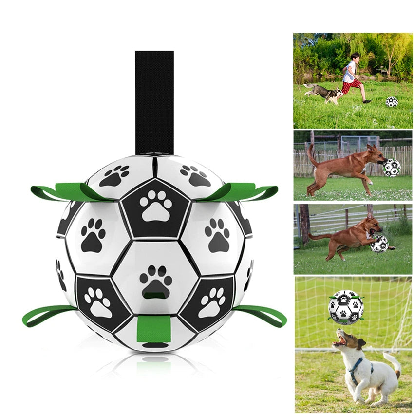 Dog Toys Interactive Pet Football Toys with Grab Tabs Dog Outdoor training Soccer Pet Bite Chew Balls for Dog accessories - MAXIME