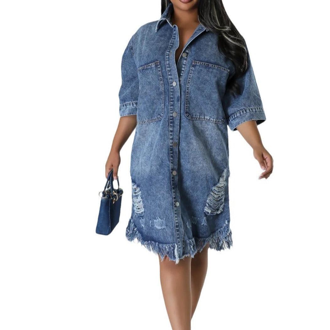 Women's Denim Long Dress - MAXIME