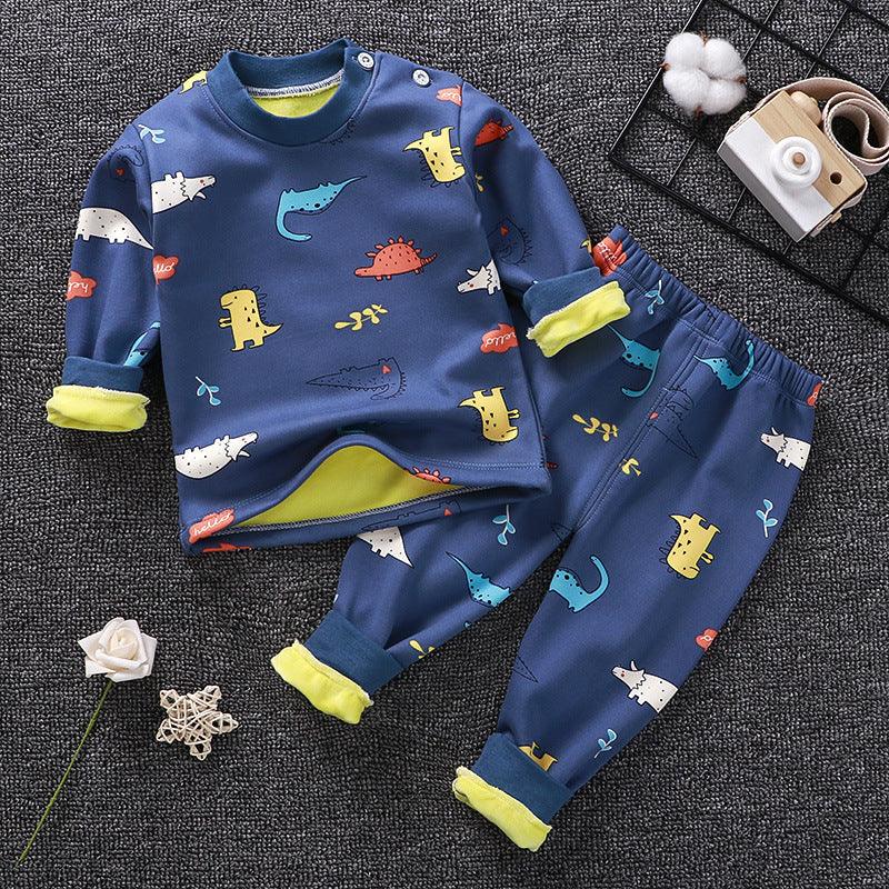 Children's Underwear Suit Fleece-lined Thickened Boys Girls Autumn Clothing - MAXIME