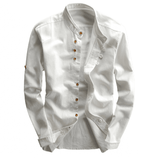 Slim-fit Cotton And Linen Style Small Shirt Men - MAXIME