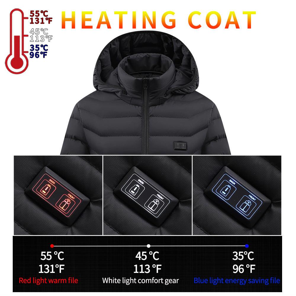 Women's Heating Cotton-padded Coat Dual-control Switch USB Charging - MAXIME