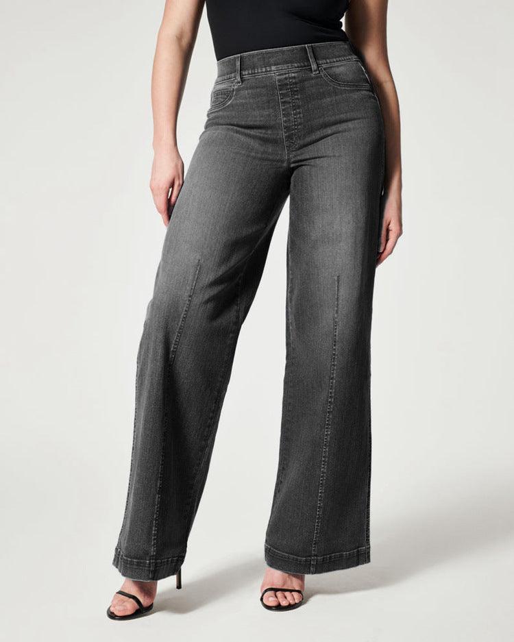 Straight High Elastic Waist Trousers - MAXIME