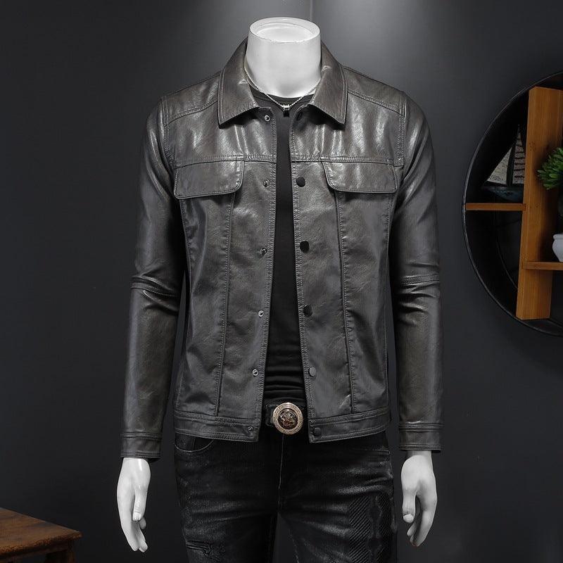 Men's Long-sleeved Leather Coat - MAXIME