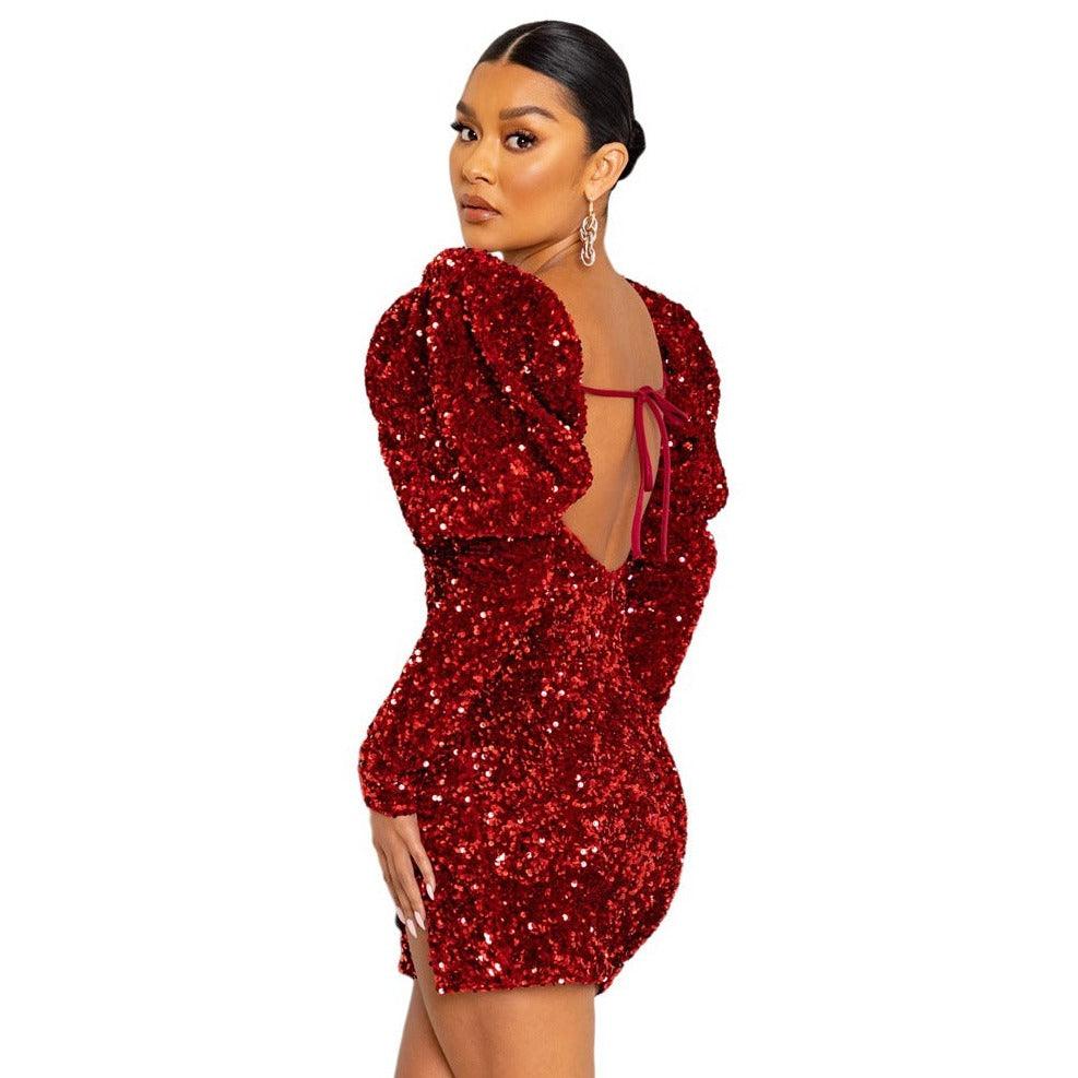 Sequin Backless Padded - MAXIME