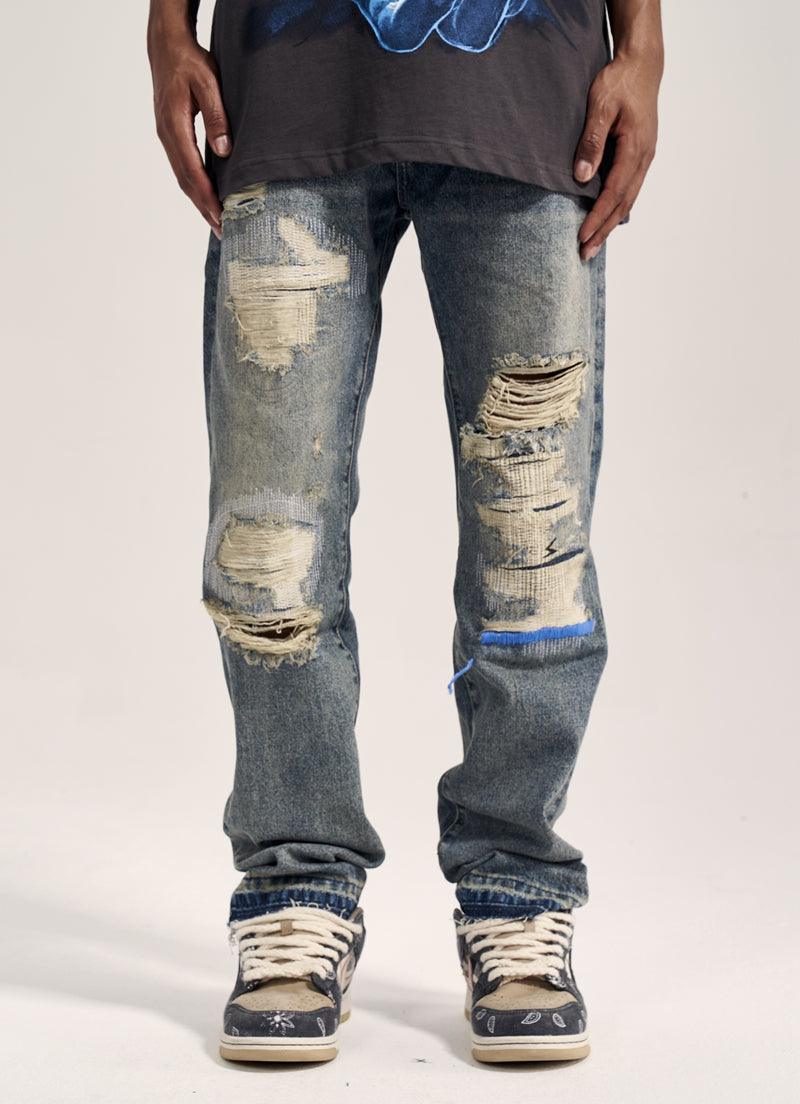 MAXIME Blue Line Washed Distressed Men's - MAXIME