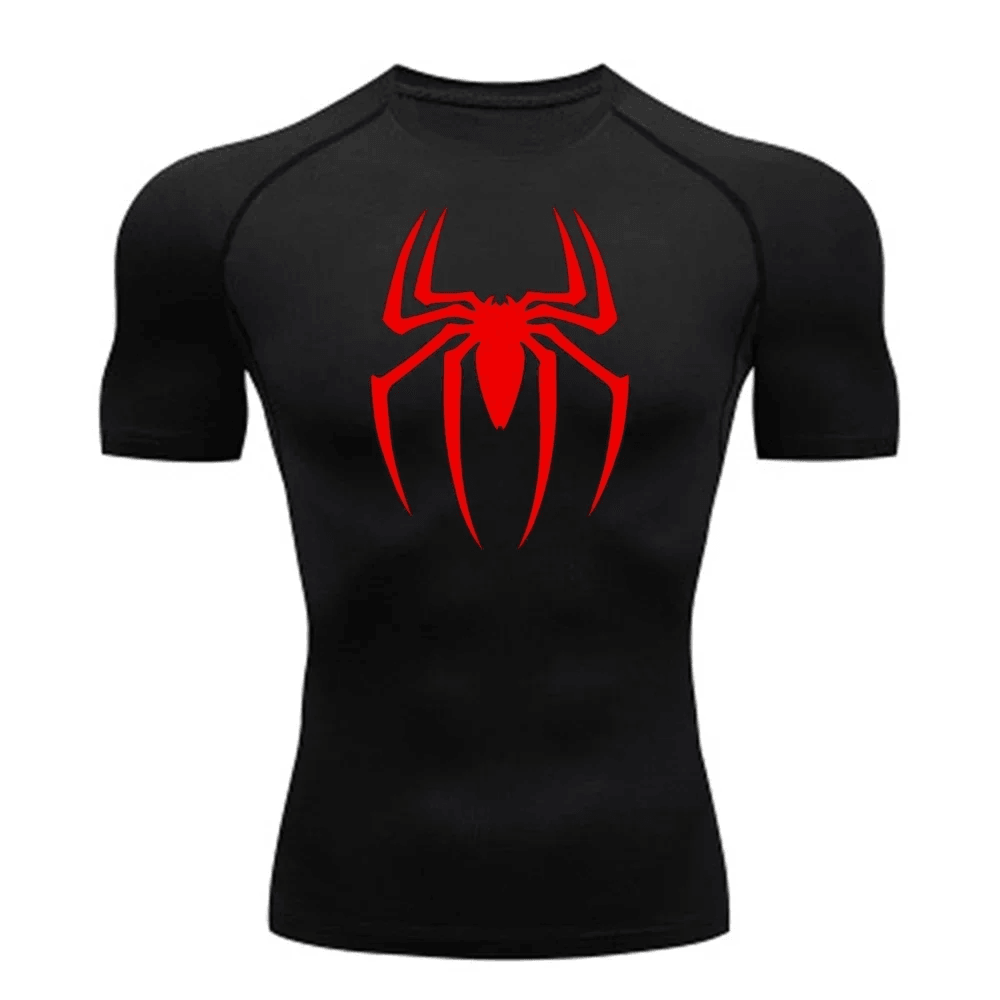 Men's Spider Print Compression Shirt, - MAXIME