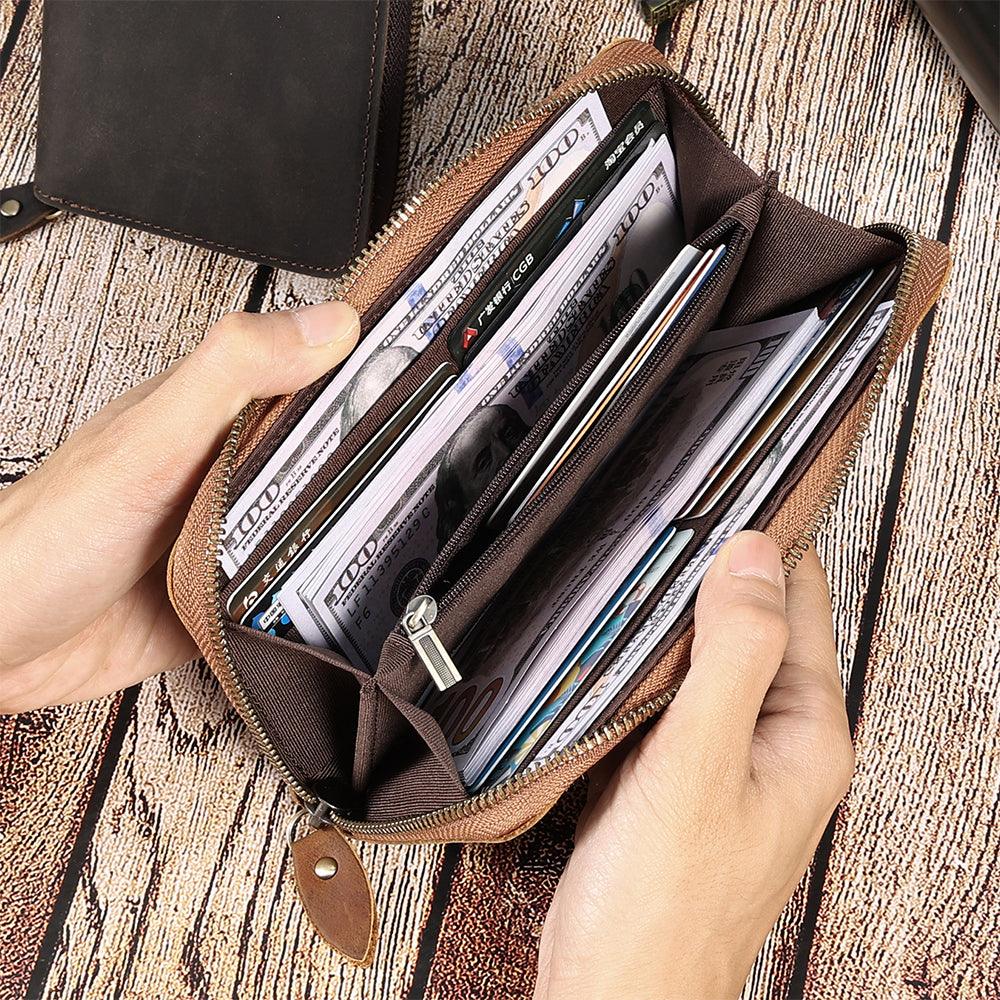 Genuine Leather Long Wallets for Men Cash Credit Card Holder Purse Male - MAXIME