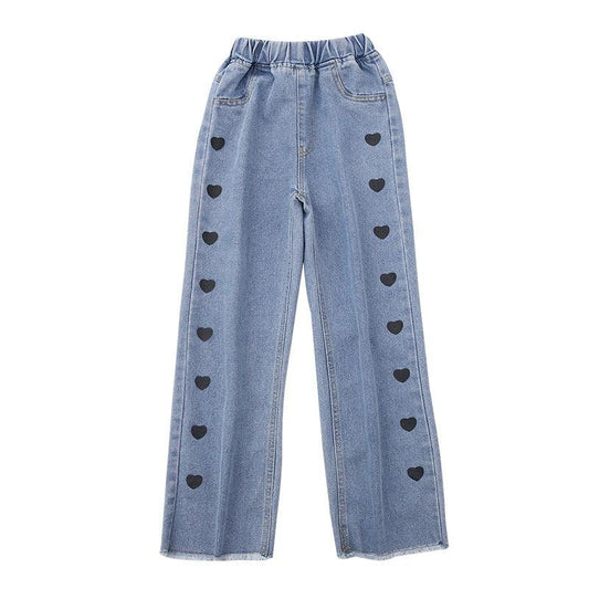 Maxime Girls Denim Funky Casual Love Wide Leg Pants - MAXIME