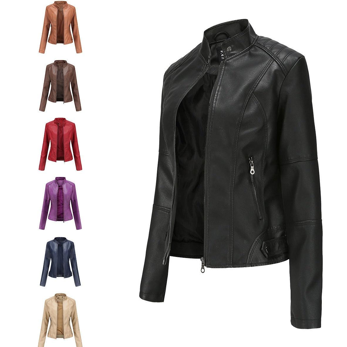 Thin Large Size Leather Slim-fit Jacket - MAXIME