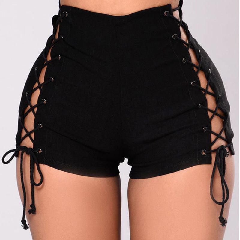 Bandage High Waist Denim Shorts - MAXIME