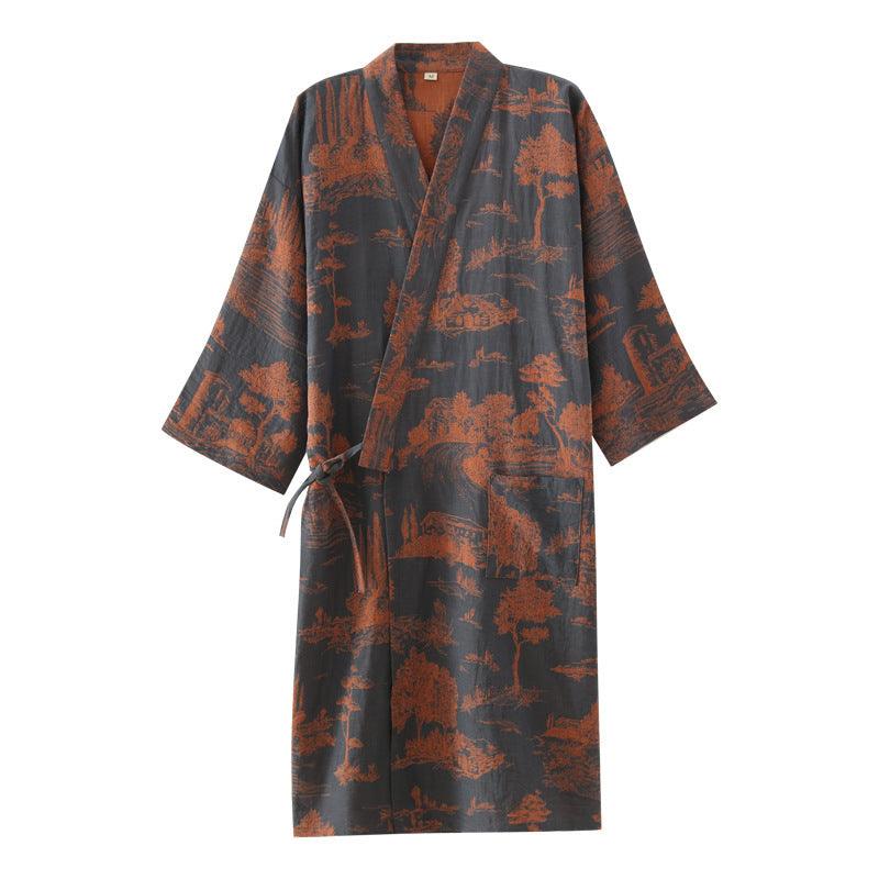 Men's Cotton Long Dress Bathrobe - MAXIME