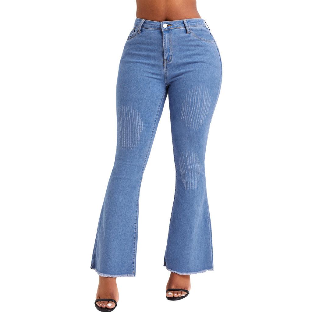 Maxime Washed Denim Stretch Flared Pants - MAXIME