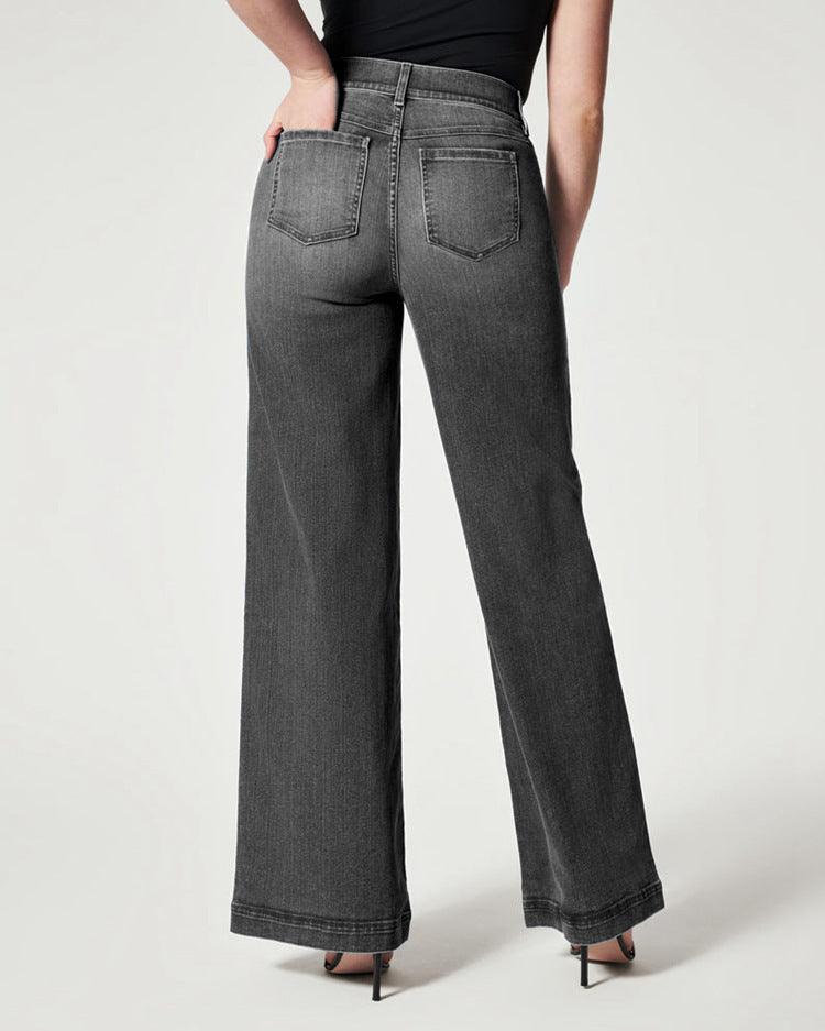 Straight High Elastic Waist Trousers - MAXIME