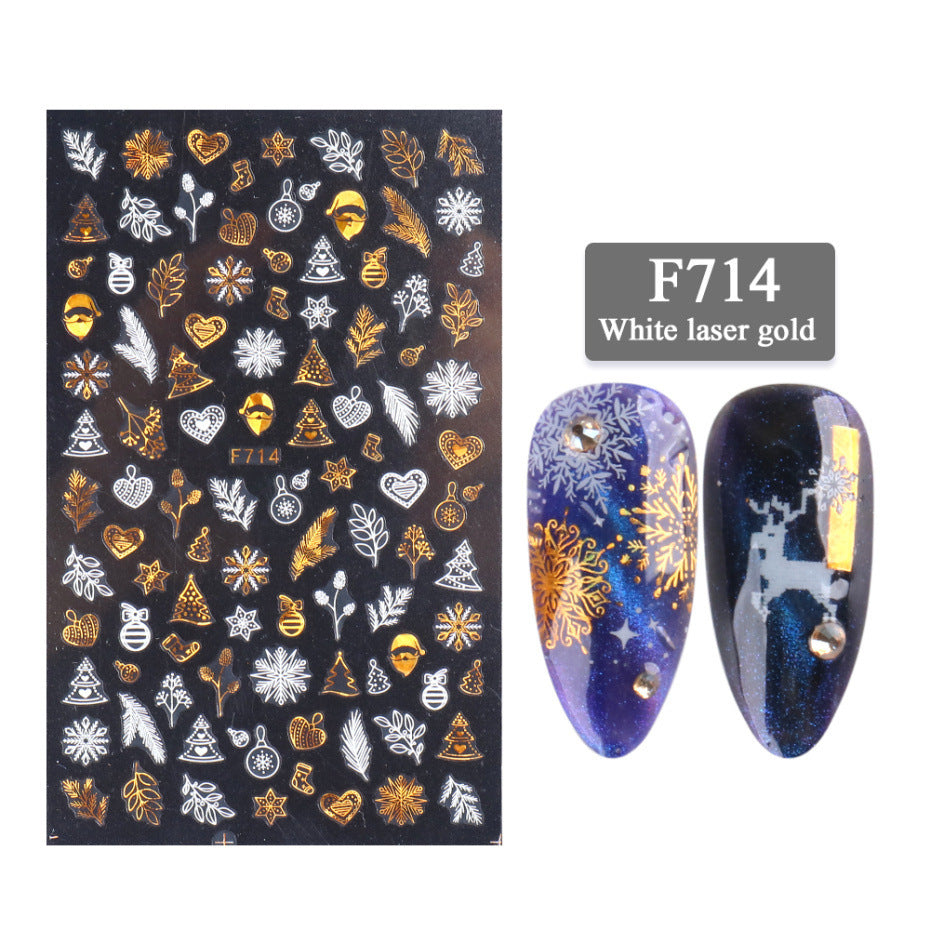 3D Christmas Series Two-color Golden Thin Stickers Nail Art Design Nail Art Stickers - MAXIME