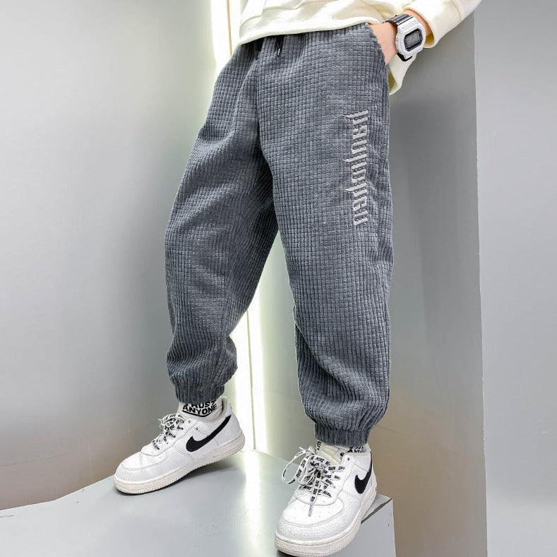 Boys' Casual Pants Thickened Plus Velvet Middle-aged Kids - MAXIME