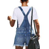 High Ripped Suspender Denim Hole Jumpsuit - MAXIME