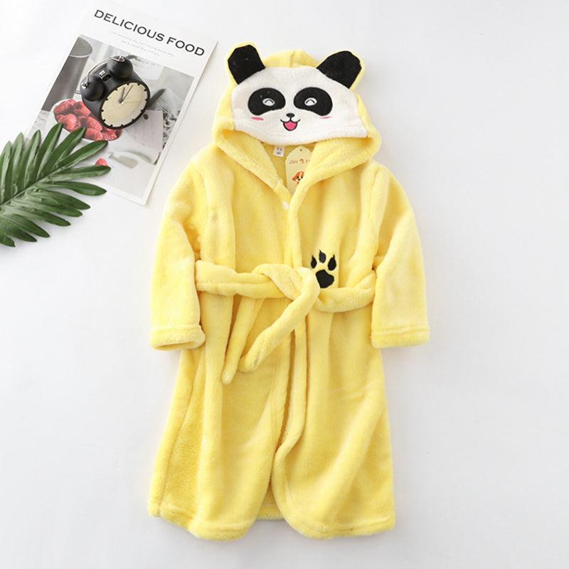 Girls Cartoon Hooded Flannel Lace-up Bathrobe - MAXIME